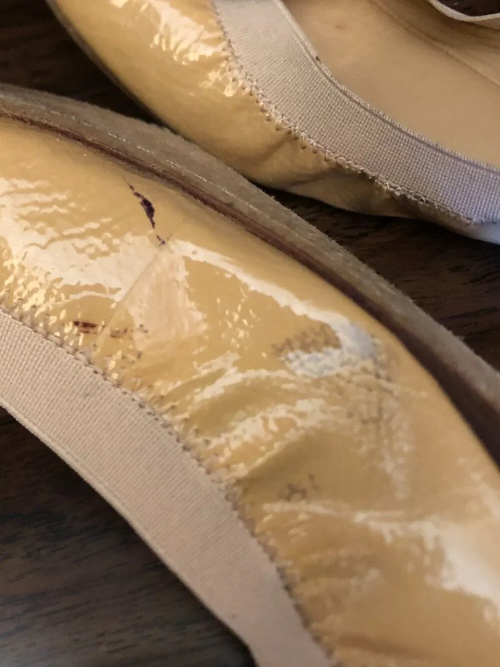 Tory Burch Caroline Ballet Flats Nude Beige Patent Leather Gold Logo Medallion 7